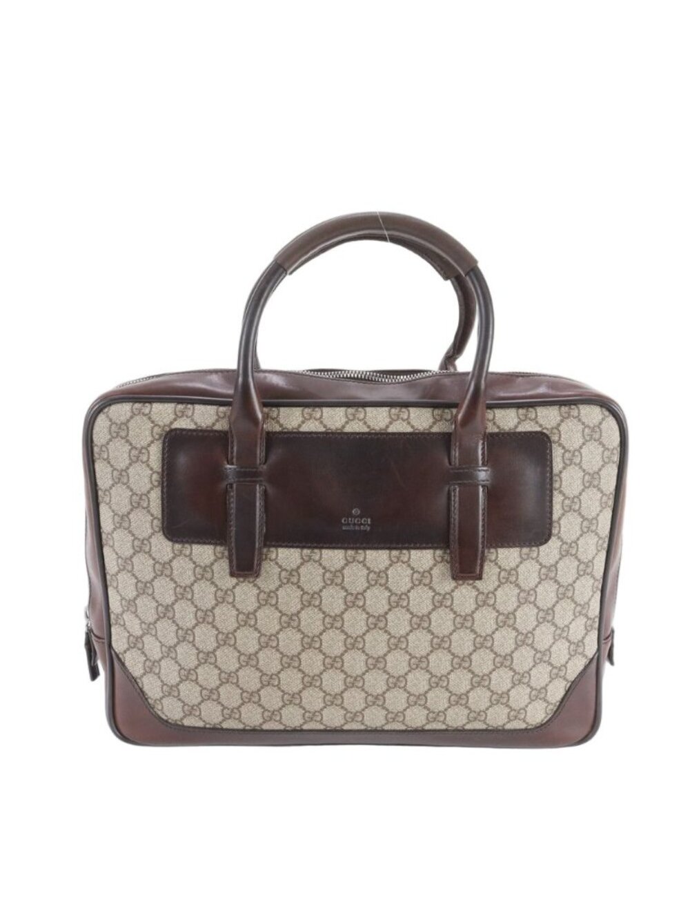 Gucci GG Canvas Leather Business Document Briefcase Tote Brown Ree - Picture 1 of 11